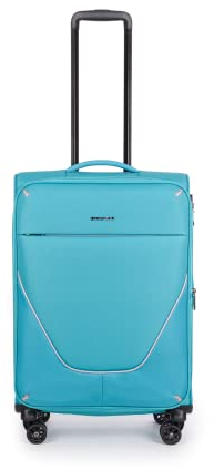 Stratic Strong Koffer Weichschale Reisekoffer Trolley Rollkoffer Handgepäck, TSA Kofferschloss, 4 Rollen, Erweiterbar, Größe M, Petrol