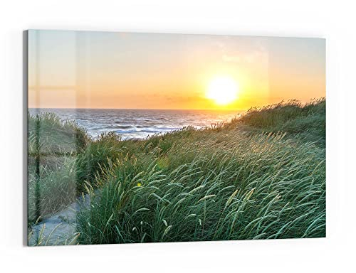 DEQORI Glasbild Echtglas | Motiv Abendstimmung am Meer | horizontal einteilig 90x60 cm | schöne Dekoration | Wandbild für Wohnzimmer, Schlafzimmer, Flur & Küche | moderne Wanddeko