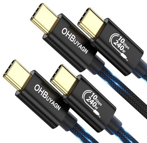 10Gbps USB C auf USB C Kabel Kurz [2 Stück 0,3M], 240W USB 3.1 Datenkabel Typ C PD Ladekabel Schnellladekabel für iPhone 15 Samsung Galaxy S23/S22, MacBook Air M2, Pad Pro