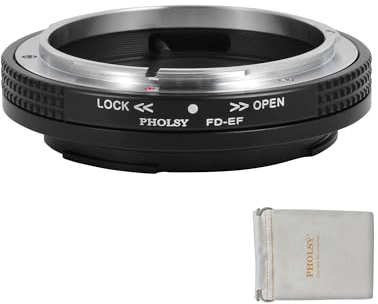 PHOLSY Objektivadapter mit Blendenhebel Manueller Fokus Kompatibel mit Canon FD FL Mount Objektiv und Canon EOS EF EF-S Mount Kameragehäuse, nur Makroaufnahmen, FD auf EF, FD auf EOS