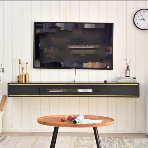TV Lowboard, Wandmontage TV Schrank - 120/140cm TV Ständer, TV Schrank Hängend, Wandmontiertes TV-Lowboard, TV-Ständer Für Medienkonsole, Entertainment-Center WLAN-Router DVD-Aufbewahrungsregal ( Colo