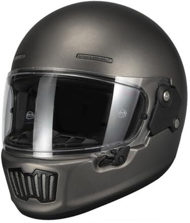 Motorrad Vintage Integralhelm Motorrad Scooter Retro Classic Crash Racing Touring ECE Zertifizierung Integralhelme Retro-Motorräder Helm Mit Visier für Unisex Cruiser E,XXL