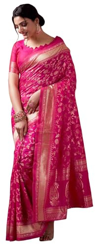Sugathari Women's Banarasi Saree Pure Kanjivaram Silk Saree Soft new ladies 2023 Design Wear Pattu Sarees Latest Party Sari collections With Blouse Piece for Wedding sadi (SAN PARI-182 DARK GREEN),