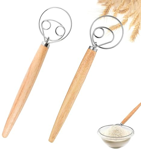 Dänischer Schneebesen,2 Stück Professioneller Teig Schneebesen Edelstahl Brotmixer Schneebesen Teigbesen Brot Teigmischer für Brot,Teig,Kuchen,Gebäck 13 Zoll