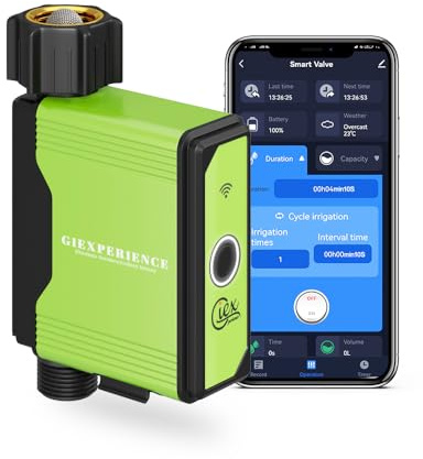 GIEX ZIGBEE - Timer per irrigazione GX-02, misuratore di portata integrato, regolatore di irrigazione intelligente per tubo da giardino, funziona con l'app Tuya e l'app Smart Life