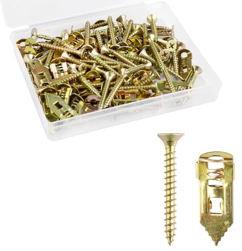 Thyonta Wall Plugs Plug Screws 50PCS Fixing Screws and Wall Plugs Easy to Use for Plasterboard Drywall Hollow Door Plaster Boarding Fixings