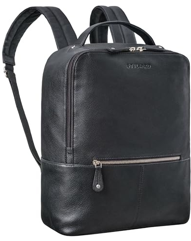 STILORD 'Rory' Mochila City en Cuero Grande para Damas y Caballeros - Elegante Mochila para Laptop de 15,6 Pulgadas, Equipaje de Mano y Viaje, Color:negro