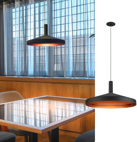 SLV LALU® Pendelleuchte TETRA 36 Einbau Schwarz | Hängelampe mit warmweißen LED dimmbar | Hochwertiger Aluminium Lampenschirm Durchmesser 36cm | Ideal für Esszimmer, Schlafzimmer, Wohnzimmer & Gewerbe