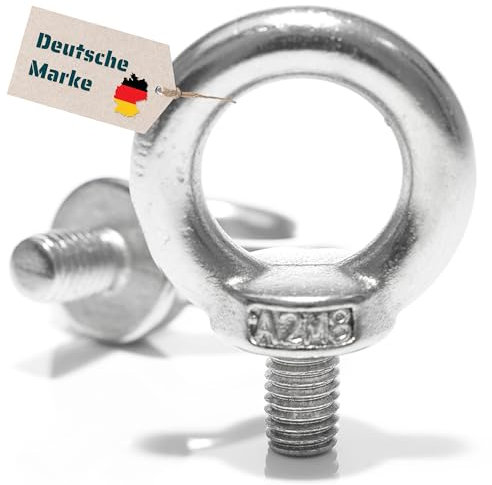 Yourkon Ringschraube | DIN 580 | Edelstahl V2A | M6 M8 M10 bis M30 | Poliert | Gegossen | für Sichere Hebeanwendungen und Befestigungen (1, M 8)