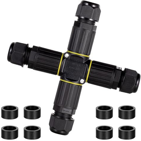 Waterproof Junction Box Outdoor Cable Connectors 4 Way Extension Electrical Cable Protector Connector External Sleeve Coupler for Cable Diameter 9mm-12mm