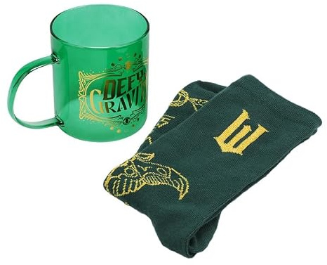 Paladone Wicked Glass Mug & Socks Gift Set - Officially Licensed | 370ml Glass Mug • Emerald City Socks Included • Elphaba Inspired Gift Set For Wicked Fans And Collectors
