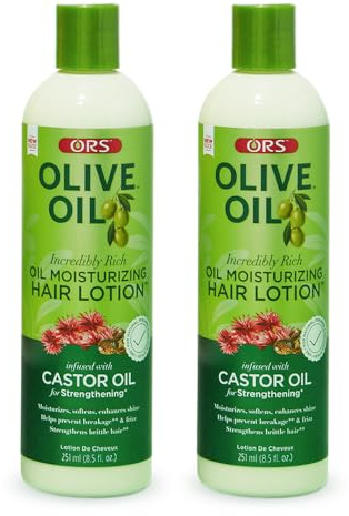 ORS Olive Oil Incredibly Rich Moisturizing Hair Lotion with Castor Oil 8.5 Ounces (Pack of 2)