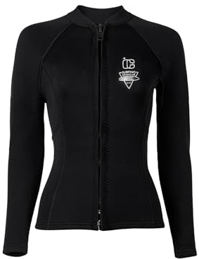 Rswnyirn Women 3mm Neoprene Wetsuit Color Block Long Sleeve Bathing Suit Jacket for Cold Water Sports Black XL