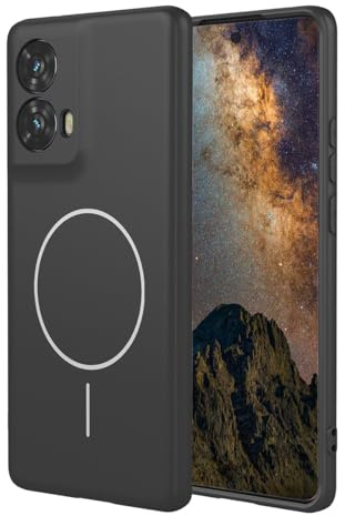 YUEQIAN Funda Magnética para Motorola Moto G84 5G, Admite Carga inalámbrica Imanes Incorporados Carcasa, Sedoso Suave TPU Silicona Líquida Antigolpes Case. Negro