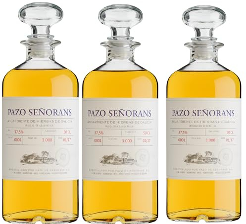 Pazo de Señorans - Aguardiente de Hierbas | Maceración natural en frío | 41 % vol. | Bouquet vegetal y equilibrado - 3 Botellas 50cl