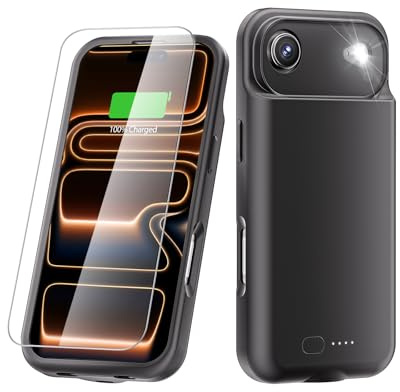 GIN FOXI Akkuhülle für iPhone Ladehülle Cover Tragbares Akkuladegerät 6,5 Zoll Schwarz