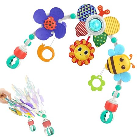 Play Arch - Foldable Activity Arch, Honeybee Musical Crib Mobile Toys | Car Seats Bassinets Developmental Hanging Toys Accessories with Sound for Babies’ Sensory Play and Fun, Pushchair