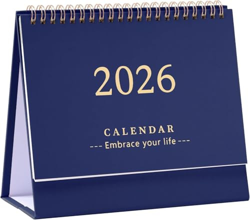 Hemobllo Desk Calendar 2026-18 Month Standing Flip Desktop Planner- Mini Month to View Academic Table Calendar for Home Office, School & Work Organisation