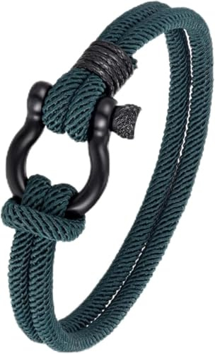London hantverk stilfullt paracord justerbart armband män kvinnor 19-21 cm mörkgrön, 19cm, Nylon, Ingen ädelsten