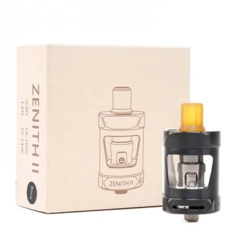 For Zenith II Atomizador In-nokin 5,5 ml Ø26 mm (Negro) Compatible con bobina Z 0,3 Ω/0,8 Ω | Llenado superior y flujo de aire inferior | Zenith 2 Tank para Mod CoolFire Z80 Z60 Gozee - No Nicotine