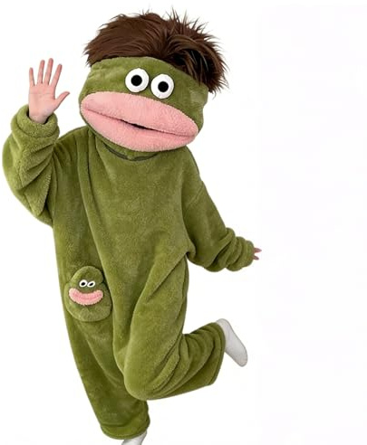 Generisk mysig pyjamas – plyschpyjamas med huva mjuk | unisex tecknad sparkdräkt för vuxna – för par vinter hem sova resa cosplay kostym