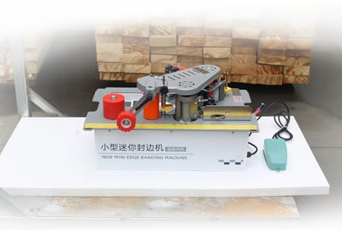 Enchapadora de cantos portátil de 1200 W para carpintería, máquina con encolado a doble cara para bordes rectos y curvos (madera/PVC). La temperatura se controla entre 150 y 180 °C