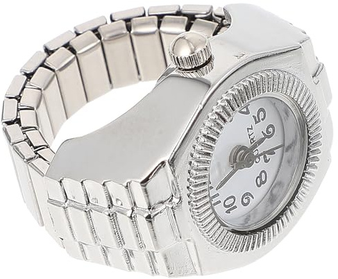 AMUSLESUR Elegante Damen Ringuhr aus Quarz mit Weißem Zifferblatt und Legierung Bequeme Fingeruhr im Klassischen Stil für Freizeit und Party