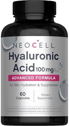 NeoCell Hyaluronic Acid Capsules | 60 Pills | 100mg | Advanced Formula Supplement | Skin Hydration & Suppleness