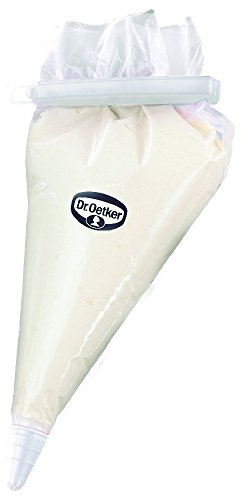 Dr. Oetker Einweg-Spritzbeutel-Set inkl. 4 Spritztüllen, Spritztüten mit Verschlussclip zum Verzieren, Backzubehör zum Dekorieren (Farbe: transparent/weiß), Menge: 1 Stück