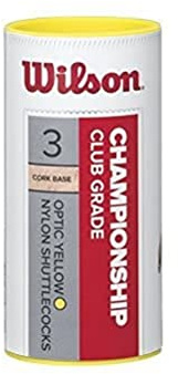 Wilson Championship Badminton Shuttlecocks 77 (Medium Speed), Gul, En Storlek, 3-pack