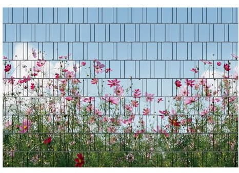 PerfectHD Zaunsichtschutz - Motiv Sommerblumen - Sichtschutz für den Garten - 2,50 x 1,80 x 0,19 m - 9 Streifen - 30 Varianten