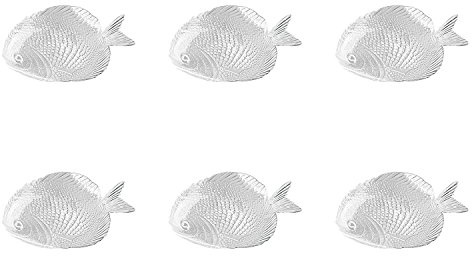 Pasabahce 6 x Fischteller/Fischservierplatte Glas Größe 19,5x15cm