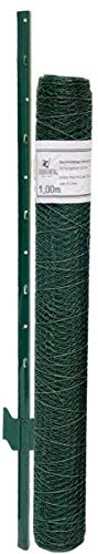 NIEDERBERG METALL Maschendrahtzaun Set - 20m x 1m Zaun - 16 Pfosten - 13x13 Zaunset Verzinkt Grün