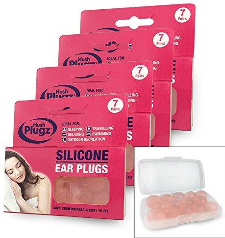 Hush 7 Pairs Plugz Silicone Earplugs - Pack of 7 (4 Packs (28 Pairs))