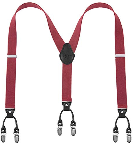 Lafayon Hosenträger Herren mit 6 Clips, Y-Back 3,5 cm Breit Hosenträger Heavy Duty Verstellbar und Elastisch mit Starken Metallklammern und Geschenkverpackung