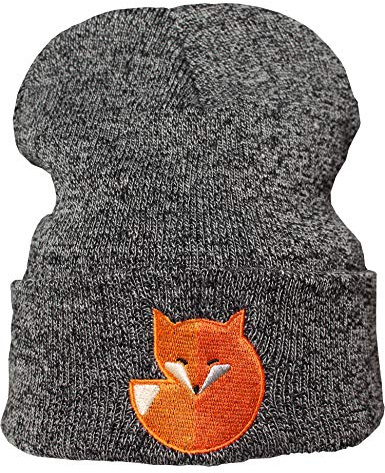 Stickad mössa: Räv – ullmössa/vintermössa/rullmössa/lång beanie/mössa/sjömansmössa/unisex män dam/cool design logotyp broderad/hip hop, Antik grå, En Storlek