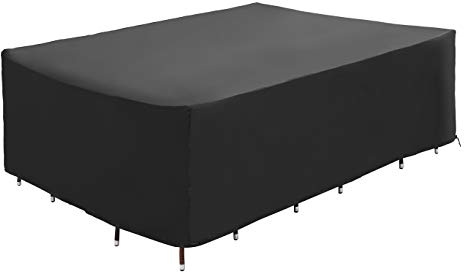 B.PRIME 250x200x80cm Skyddsöverdrag för trädgårdsbord och möbelgrupper - Svart - Vattentätt, andningsbart och UV-stabiliserat - Premium skyddande överdrag tillverkat av 210D Polyester Oxford-tyg