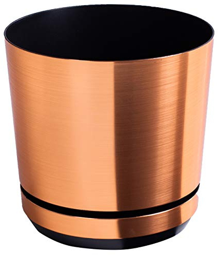 KORAD COPPER Flower Indoor Plant Pot with Saucer – Glossy Modern Decorative Plastic Planter with Drainage Holes for Indoor Plan- (Copper, 10.4 inches (26 cm))