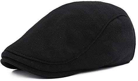 Gisdanchz Baumwolle Schiebermütze Schirmmütze Schiebermützen Flatcap Herren Flat Cap Gatsby Newsboy Hat Schwarz