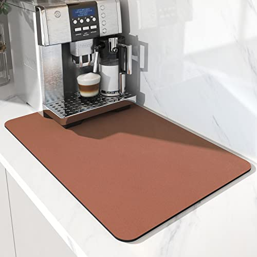 AMOAMI Coffee Mat - Hide Stain Rubber Backed Absorbent Dish Drying Mat for Kitchen Counter - Fits Under Coffee Maker or Machine