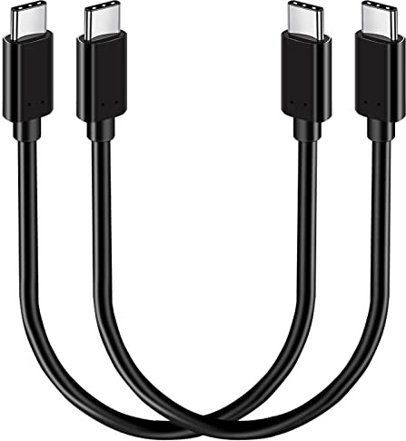 SUMPK 30 cm court USB C vers USB C câble 100W 2 pack, USB C 3.1 charge rapide PD câble 10Gbps haute vitesse données, 4K@60Hz Sortie vidéo compatible pour moniteur d'affichage
