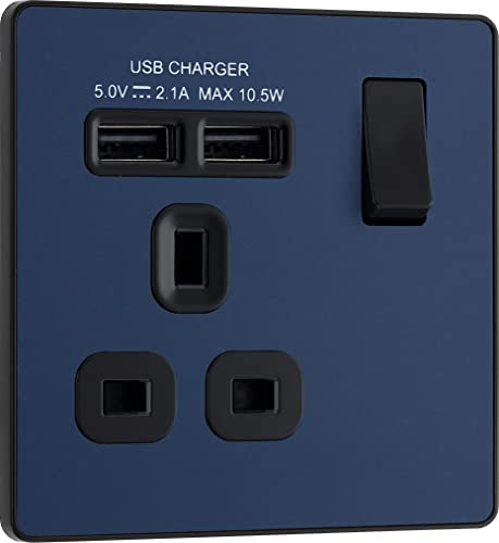 BG Electrical Evolve Single Switched Power Socket + 2 USB Charging Ports