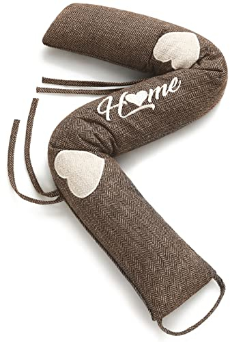 Praknu 2 Stück Zugluftstopper 90cm - Waschbarer Bezug - Energiesparend - Extra Schwer - Für Türen und Fenster - Braun