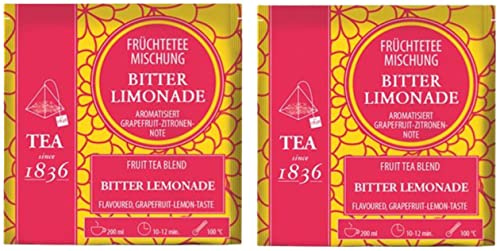 teemando® 2 X miscela di frutta limonata amara di pompelmo e limone aromatizzato, 50 sacchetti a piramide in bustina da 4 g = 100 bustine