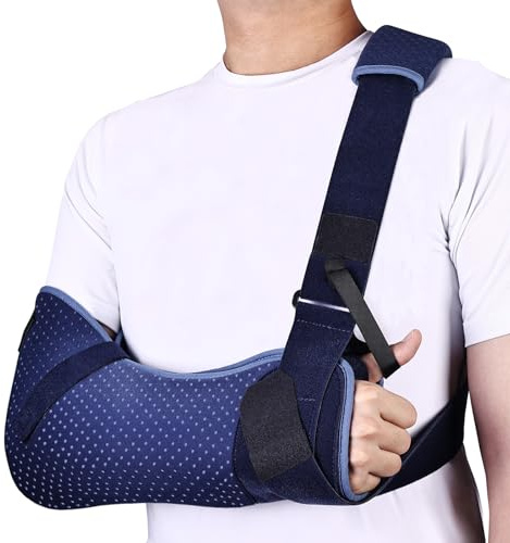 Willcom Arm Sling for Shoulder Injury with Waist Strap - Immobilizer Brace Support for Sleeping, Rotator Cuff Surgery (Comfort Version, Right, Large, 40-51 inch)