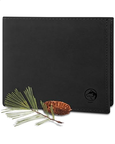 Wolfstrøm Geldbörse Herren Leder 'Nørge XL' – Tri-Fold Herren-Portemonnaie RFID-Blocker – 8 Karten-Fach, Ausweis-Fach, 2X Großes Zusatzfach, Scheinfach, Kleingeldfach – Vintage Black