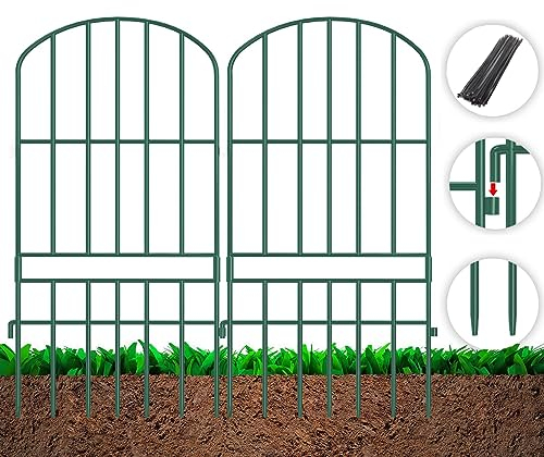 Adavin Gartenzaun für Tiere, 15 Stück, grün, 30,5 cm L x 63,5 cm H, kein Graben, unterirdischer Grabschutz für Hunde, Kaninchen, rostfreier Metalldraht, 4,5 m Erdspieße für den Außenbereich und