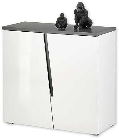 BOSTON Kommode in Weiß, Anthrazit - Moderne Kommode mit viel Stauraum für Wohnzimmer, Esszimmer und Flur - 88 x 83 x 38 cm (B/H/T)