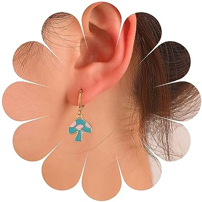 Cimenexe Böhmische Emaille Pilz Baumeln Ohrringe Gold Huggie Hoop Ohrringe Bunte Pilz Form Tropfen Ohrringe Acryl Pilz Ohrringe Schmuck Für Frauen Und Mädchen