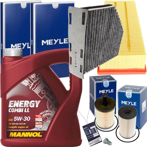 Meyle Filter Set Luft Öl 5W30 Öl | Meyle SB2117+SAK166+SH4771P+SC7047P+5LMANNOL Combi für 1.9 2.0 Tdi Passat 3C A3 8P